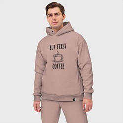 Мужской костюм оверсайз But first - coffee, цвет: пыльно-розовый — фото 2