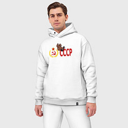 Мужской костюм оверсайз СССР и медведь на скейте, цвет: белый — фото 2