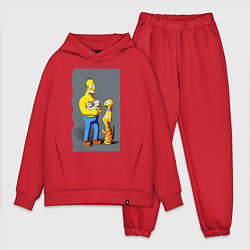 Мужской костюм оверсайз Homer Simpson and cats - нейросеть арт, цвет: красный