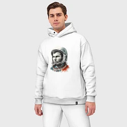 Мужской костюм оверсайз Юрий Гагарин в современном стиле, цвет: белый — фото 2