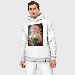 Мужской костюм оверсайз Новогодняя эльфийка, цвет: белый — фото 2