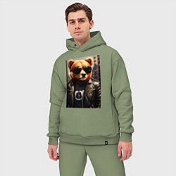 Мужской костюм оверсайз Медведь рокер, цвет: авокадо — фото 2