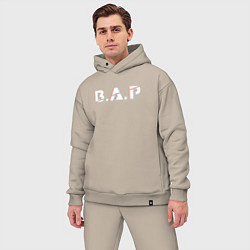 Мужской костюм оверсайз B A P big glitch logo, цвет: миндальный — фото 2