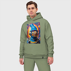 Мужской костюм оверсайз Гомер Симпсон - космический рыцарь - нейросеть, цвет: авокадо — фото 2