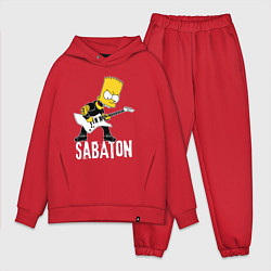 Мужской костюм оверсайз Sabaton Барт Симпсон рокер, цвет: красный