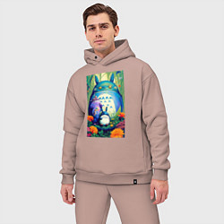 Мужской костюм оверсайз My neighbor Totoro - neural network - art, цвет: пыльно-розовый — фото 2