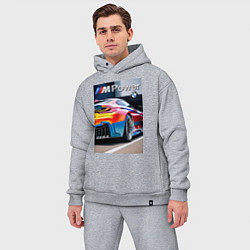 Мужской костюм оверсайз BMW M Power - motorsport, цвет: меланж — фото 2
