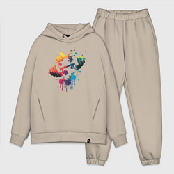 Мужской костюм оверсайз Иллюстрация гантели