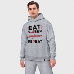 Мужской костюм оверсайз Надпись: eat sleep Ghostrunner repeat, цвет: меланж — фото 2