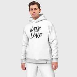Мужской костюм оверсайз Hate love Face, цвет: белый — фото 2