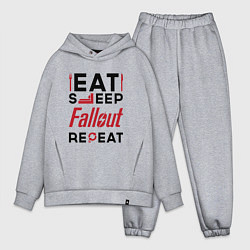 Мужской костюм оверсайз Надпись: eat sleep Fallout repeat