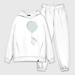 Мужской костюм оверсайз Милый кролик с шариком в цветочек