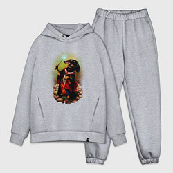 Мужской костюм оверсайз Такса Волшебник колдует, цвет: меланж