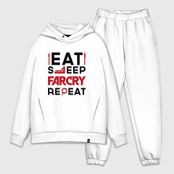 Мужской костюм оверсайз Надпись: eat sleep Far Cry repeat, цвет: белый