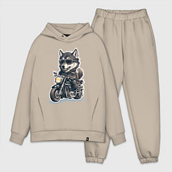 Мужской костюм оверсайз Волчья сила на двух колесах