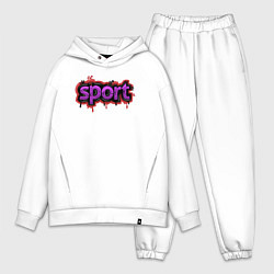 Мужской костюм оверсайз Sport graffiti, цвет: белый