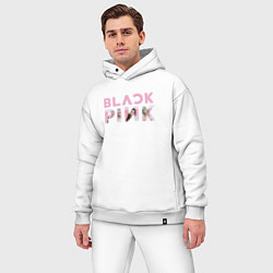 Мужской костюм оверсайз Blackpink logo Jisoo Lisa Jennie Rose, цвет: белый — фото 2