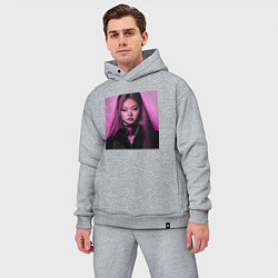 Мужской костюм оверсайз Blackpink Jennie аниме рисунок, цвет: меланж — фото 2