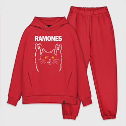 Мужской костюм оверсайз Ramones rock cat, цвет: красный