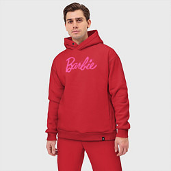 Мужской костюм оверсайз Блестящий логотип Барби, цвет: красный — фото 2