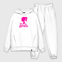 Мужской костюм оверсайз Розовый логотип Барби, цвет: белый