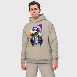 Мужской костюм оверсайз Cool skeleton - pop art - neural network, цвет: миндальный — фото 2