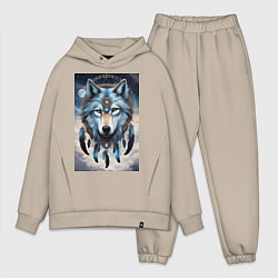 Мужской костюм оверсайз Шаман волк, цвет: миндальный