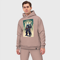 Мужской костюм оверсайз Панда - самурай - киберпанк, цвет: пыльно-розовый — фото 2