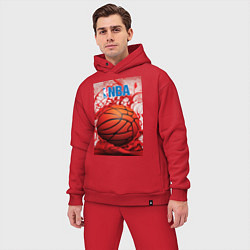 Мужской костюм оверсайз Баскетбольный мяч nba, цвет: красный — фото 2