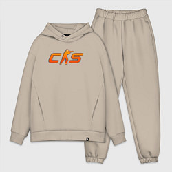 Мужской костюм оверсайз CS 2 orange logo, цвет: миндальный