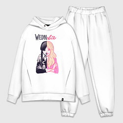 Мужской костюм оверсайз Уэнсдей и Барби - сплит, цвет: белый