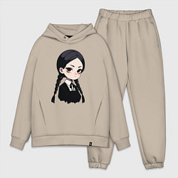 Мужской костюм оверсайз Уэнсдей Аддамс в аниме стиле, цвет: миндальный