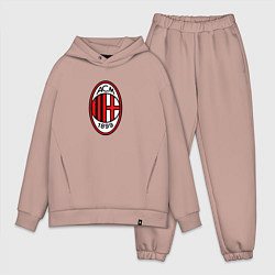 Мужской костюм оверсайз Футбольный клуб Milan, цвет: пыльно-розовый