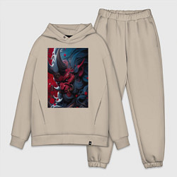 Мужской костюм оверсайз Японский монстр, цвет: миндальный