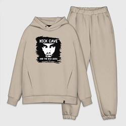 Мужской костюм оверсайз Nick Cave in black white, цвет: миндальный