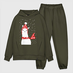 Мужской костюм оверсайз Лама - альпака в шапочке и шарфе