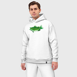 Мужской костюм оверсайз Зелёная рыбка, цвет: белый — фото 2