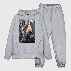 Мужской костюм оверсайз Dude bull terrier in New York - ai art