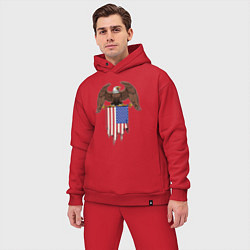 Мужской костюм оверсайз США орёл, цвет: красный — фото 2