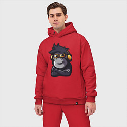 Мужской костюм оверсайз Music monkey, цвет: красный — фото 2