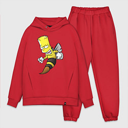 Мужской костюм оверсайз Барт Симпсон шершень - перевоплощение, цвет: красный