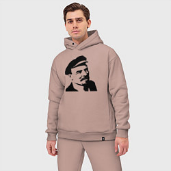 Мужской костюм оверсайз Ленин в кепке, цвет: пыльно-розовый — фото 2