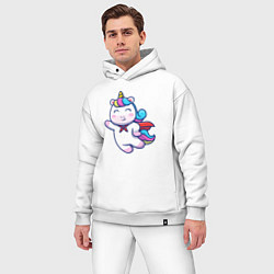 Мужской костюм оверсайз Единорог супергерой, цвет: белый — фото 2