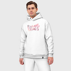 Мужской костюм оверсайз The Rolling Stones - logo, цвет: белый — фото 2