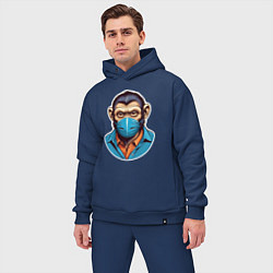 Мужской костюм оверсайз Портрет обезьяны в маске, цвет: тёмно-синий — фото 2