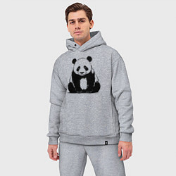 Мужской костюм оверсайз Грустная панда сидит, цвет: меланж — фото 2