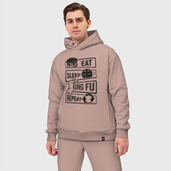 Мужской костюм оверсайз Есть спать кунг-фу, цвет: пыльно-розовый — фото 2