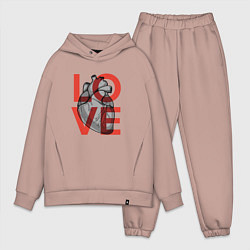 Мужской костюм оверсайз Love с сердцем