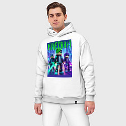 Мужской костюм оверсайз Cyberpunk and Minecraft - collaboration, цвет: белый — фото 2