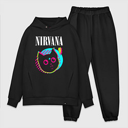 Мужской костюм оверсайз Nirvana rock star cat, цвет: черный